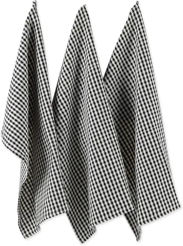 Vista 13 de DII French Check Kitchen Collection - Juego de 6 paños decorativos de algodón de gran tamaño, color negro, 6 piezas