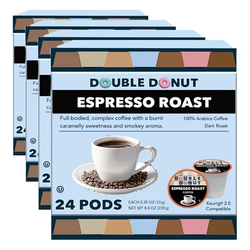 Vista 35 de Double Donut Coffee Cápsulas de Café Half Caff, Cápsulas de Café de Media Cafeína de Porción Individual para Cafeteras Keurig K Cup, Tostado Medio