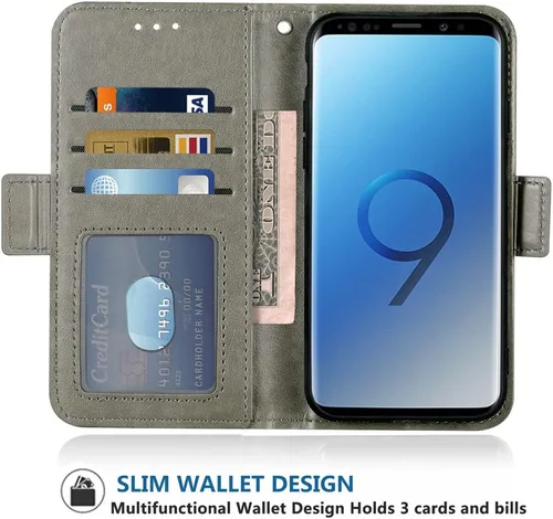 Vista 3 de Compatible con Xiaomi Mi 8/Mi8 Pro - Funda tipo cartera de cuero con tapa para tarjetero, accesorios para celular, monedero folio, identificación