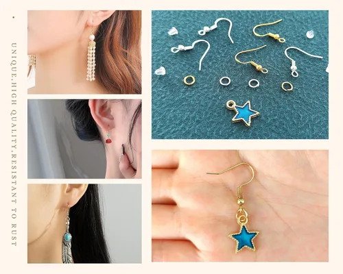 Vista 6 de MAIBAOTA Ganchos de Oro para Aretes para Hacer Joyas, 602 Piezas de Ganchos de Aretes Chapados en Oro Hipoalergénicos, Anillos de Salto, Accesorios