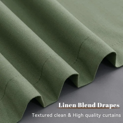 Vista 86 de Guken Cortinas opacas de lino, 2 paneles rústicos, elegantes, 100% opacas, con aislamiento térmico, banda de ganchos y trabilla trasera, 52 x 84