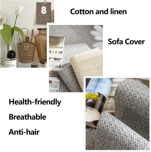Vista 3 de Fundas de sofá impermeables y lavables en forma de L, antideslizantes, impermeables, para mascotas, resistentes a las arrugas, de algodón y lino