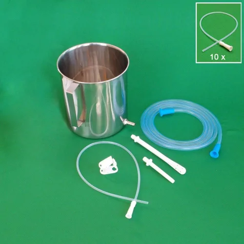 Vista 3 de HealthAndYoga™ Combo Superior Kit de enema de acero inoxidable de 2 cuartos de galón - Tubos de grado médico