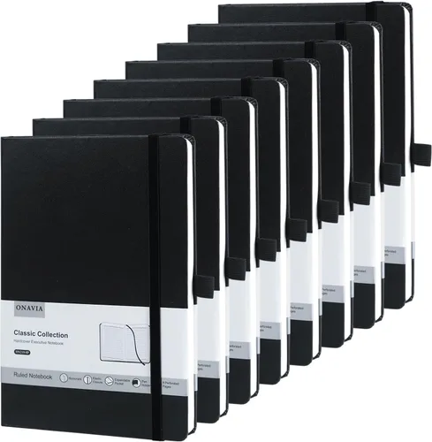 Vista 10 de ONAVIA Cuaderno de diario rayado A5, tapa dura, tamaño mediano de 5.5 x 8.3 pulgadas, 160 páginas de papel grueso de 3.53 oz/m², bloc de notas