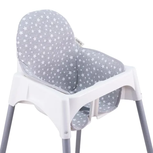 Vista 3 de JYOKO Cojín para silla alta para niños, compatible con IKEA Antilop, hecho de algodón, 100% cómodo (estrella blanca)