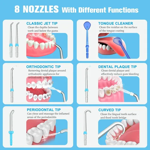 Vista 5 de Puntas de repuesto para irrigador dental Waterpik, puntas de repuesto clásicas compatibles con irrigador oral Waterpik, cabezales de cepillo