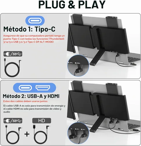 Vista 7 de Extensor de pantalla para portátil de 15,6 pulgadas, extensor de monitor