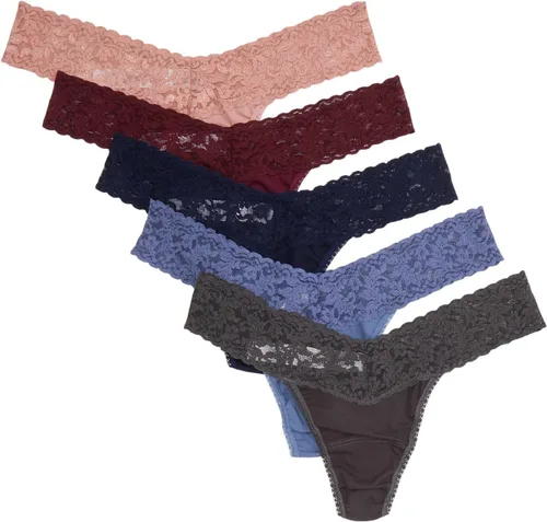 Vista 5 de hanky panky - Tangas de algodón Supima de tiro bajo para mujer Lencería de encaje, bragas de algodón Paquete de 3 o 5 Negro