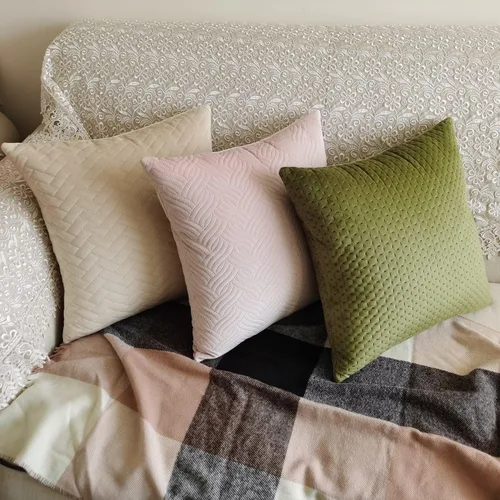 Vista 6 de Juego de 2 fundas de almohada decorativas color beige de 18 x 18 pulgadas, fundas de cojín cuadradas para sofá, cama, sala de estar