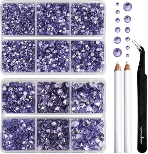 Vista 15 de BEADSLAND Diamantes de imitación termoadhesivos, 6080 piezas de diamantes de imitación azules para manualidades en ropa, 6 tamaños mixtos con lápiz