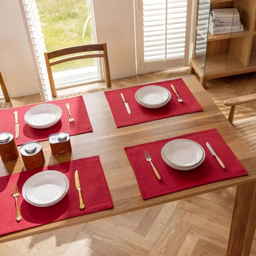 Vista 43 de Demetex - Juego de 4 manteles individuales de mesa de estilo rústico, resistentes al calor, de lino, lavables, de tela, manteles individuales