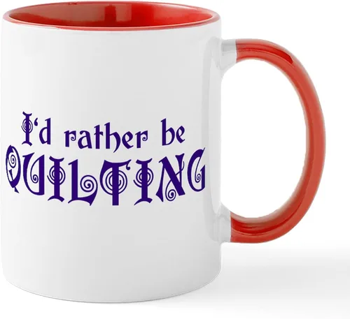 Vista 46 de CafePress I'd Rather Be Quilting Mug Taza de café de cerámica de 11 oz (11.0 fl oz)
