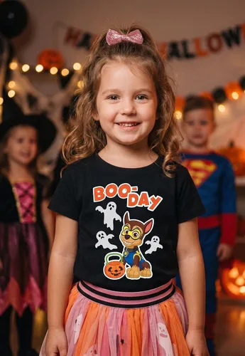 Vista 5 de Tstars Paw Patrol - Camisa de Halloween para niños pequeños, Chase Skye Boo-day / Negro