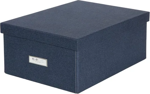 Vista 2 de Bigso Katia KD Caja de almacenamiento plegable con marco de etiqueta para una fácil identificación, montaje simple sin herramientas, cajas de Azul