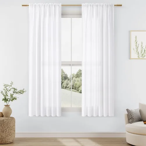 Vista 133 de Cortinas de lino verde aguamarina de 84 pulgadas de largo, juego de 2 paneles semitransparentes con bolsillo para barra para comedor, decoración