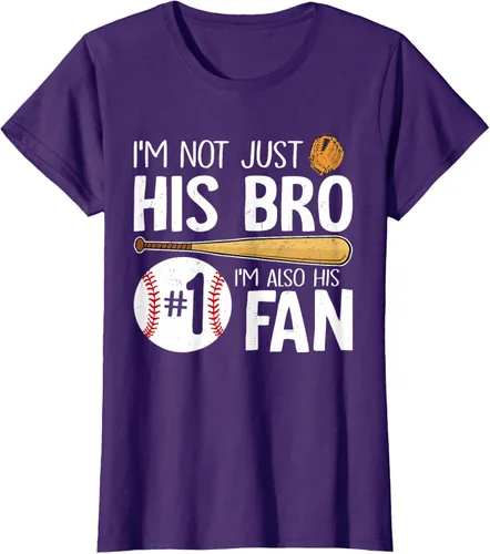 Vista 12 de Camiseta Baseball Brother I'm Not Just His Bro I'm His Number One Fan, Negro