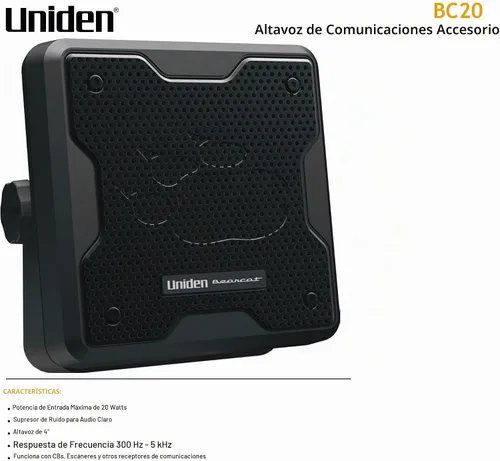 Vista 2 de Uniden (BC20) Bearcat - Altavoz de comunicaciones externas de 20 vatios. Diseño resistente duradero, perfecto para amplificar escáneres Uniden