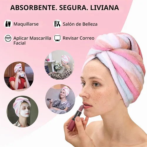 Vista 2 de AuroTrends Paquete de 2 toallas de microfibra para el cabello, para mujeres/niños, toalla de microfibra suave súper absorbente para el cabello
