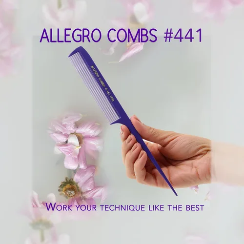Vista 2 de Allegro Combs Peines de cola de rata de 441. 8.5 pulgadas para trenzar o separar dientes finos de cola de rata, juego de peines para peinar