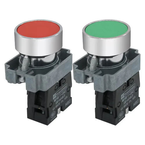 Vista 25 de mxuteuk 2pcs 1 NO 0.866 in Interruptor de botón momentáneo SPST Negro 660V 10A HB2-BA21-HH