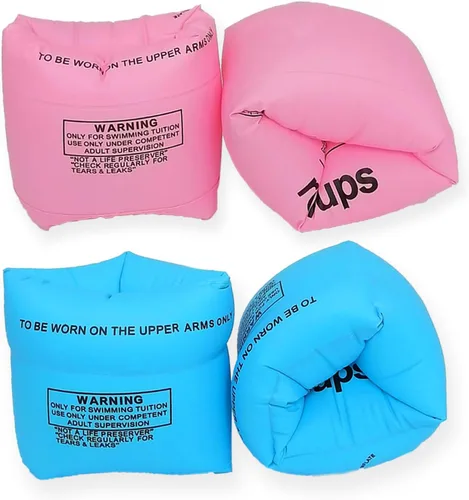 Vista 6 de Flotadores inflables de brazo para niños pequeños, alas de agua inflables para niños, bandas flotantes de brazo azules para natación para niños