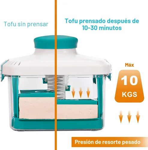 Vista 4 de NOYA Prensa de Tofu Ajustable - Prensa de Tofu Vegana para Acelerar la Eliminación del Agua del Tofu Sedoso, Firme y Extra Firme en 10-30 Minutos