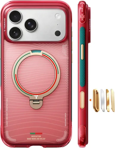 Vista 11 de TORRAS Ostand Q3 Air - Funda para iPhone 17 Pro con soporte magnético de 360°, compatible con MagSafe, probada contra caídas de grado mil, botón