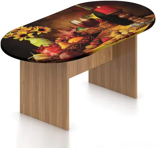 Vista 8 de Mantel ajustable ovalado, con bordes elásticos de poliéster, mantel de mesa con estampado gourmet francés, se adapta a mesas ovaladas de hasta 36 x