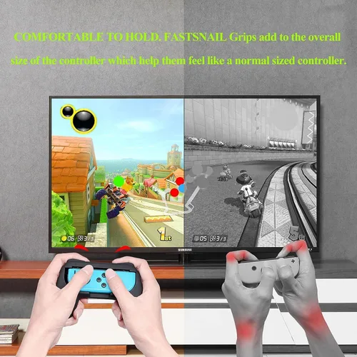Vista 9 de FastSnail Base de carga y paquete de 2 empuñaduras de interruptor para Nintendo Switch Joy Con y modelo OLED, estación de soporte de carga con cable