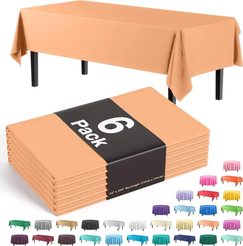 Vista 36 de Party Solids Paquete de 6 manteles de plástico prémium de 54 pulgadas x 108 pulgadas. Cubierta de mesa rectangular de plástico - Aqua
