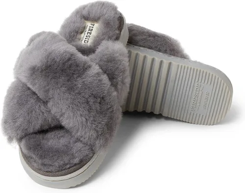 Vista 3 de Fireside by Dearfoams Women's Newcastle Crossband All Over Shearling Easy onOff Slide Slipper