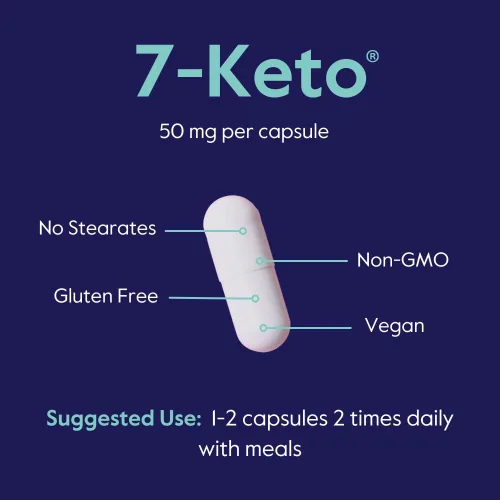 Vista 5 de BESTVITE 7-Keto 50 mg DHEA (120 cápsulas vegetarianas) - Sin estearatos - Vegano - Sin OMG - Sin gluten - Apoya el metabolismo energético*