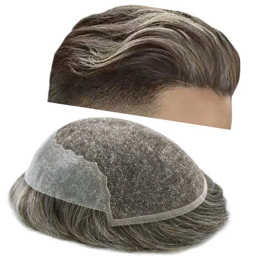 Vista 25 de Mens Toupee Swiss Lace Mens Hair Piece Sistema de reemplazo de cabello para hombres Toupee para hombres Cabello humano nudo blanqueado protesis