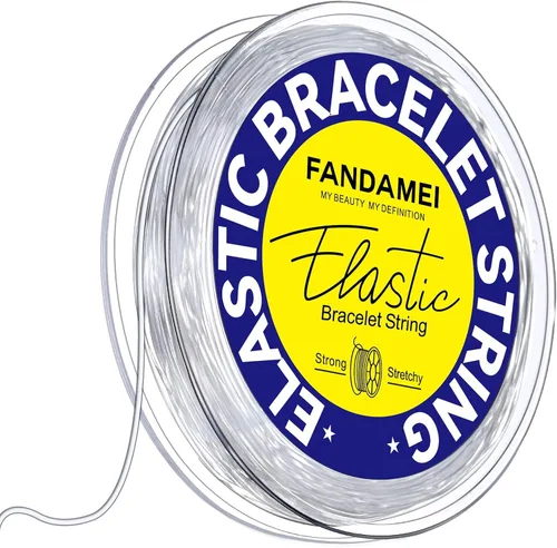 Vista 9 de FANDAMEI Cordón elástico de 0.020 in, cordón elástico de cuentas de cristal para hacer joyas, cordón elástico transparente para abalorios, hilo