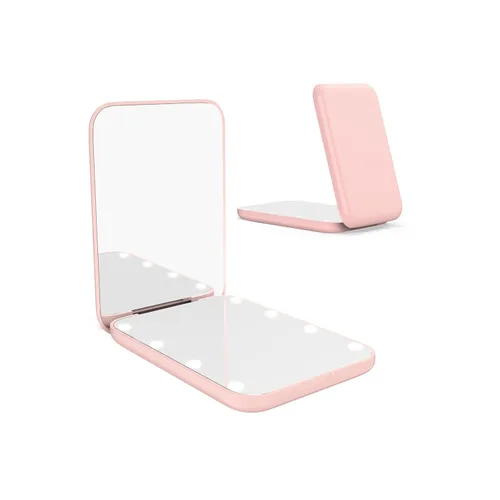 Vista 12 de WOBSION Espejo pequeño con luces, espejo de maquillaje compacto LED, mini espejo de viaje 1x/3x con aumento, portátil para bolso, bolsillo, regalos