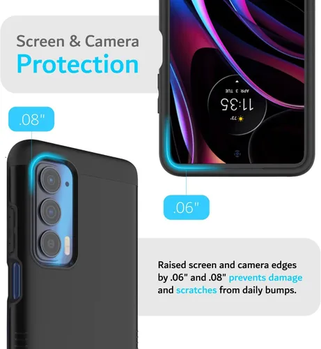 Vista 5 de TUDIA DualShield - Funda diseñada para Motorola Edge 5G UW/Moto Edge 2021, protección delgada, resistente, de doble capa, color negro mate