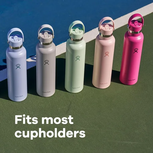 Vista 4 de Hydro Flask Botella de agua – Acero inoxidable aislado – Tapa con pajilla, antiderrames, a prueba de fugas, 24 onzas, rosa trillium