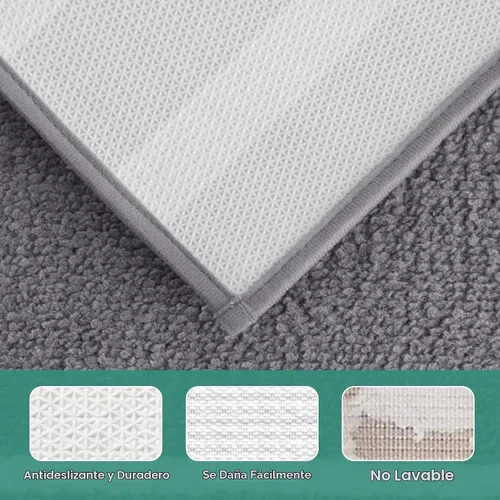 Vista 5 de HOMEIDEAS Juego de 2 alfombras de baño, a rayas, súper absorbentes, de microfibra suave, antideslizantes, lavables, para ducha y bañera (gris)