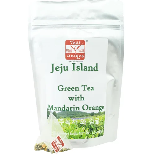 Vista 4 de Teas Unique Té verde coreano de la isla de Jeju con naranja mandarina, 3.53 oz