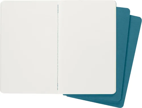 Vista 3 de Moleskine Cahier - Cuaderno de tapa suave, tamaño L (5 x 8.25 pulgadas), hojas en blanco, tapa azul (azul brisk), 80 páginas (juego de 3)