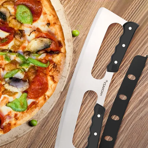 Vista 2 de Sharp - Cortador de pizza de 14 pulgadas con asas dobles y cubierta protectora, bueno para cocina y comedor