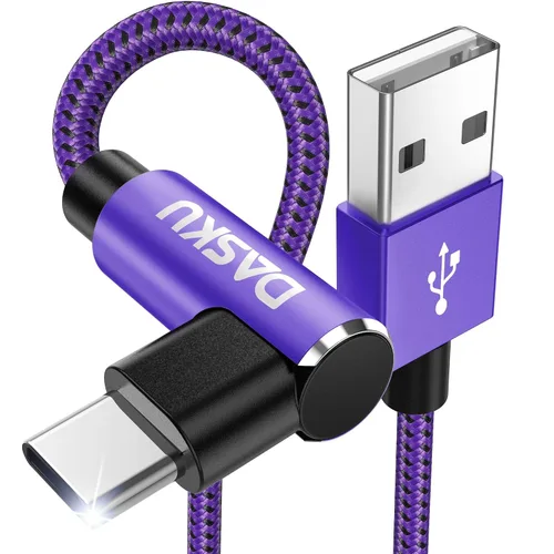 Vista 15 de Cable USB a USB C de 90 grados de 60 W, carga rápida de 3 pies, paquete de 2 cables USB A a USB C, cable USB tipo C de ángulo recto para iPhone Negro