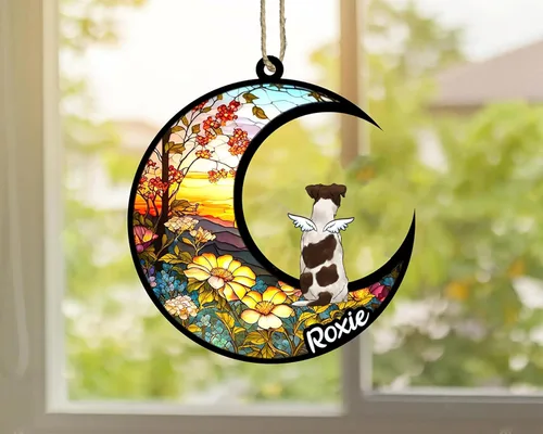 Vista 535 de LOVELYPOD Adorno de Navidad personalizado para perro Basset Hound (marrón) Basset Hound (marrón) adorno para atrapasoles de perro, razas de perros