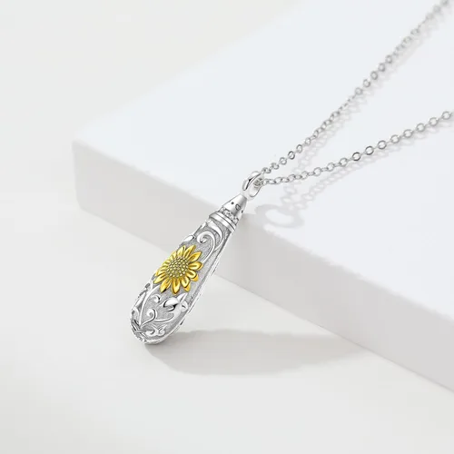 Vista 95 de Collar con colgante de urna de cenizas de cremación y árbol de la vida para mujer, plata de ley US1