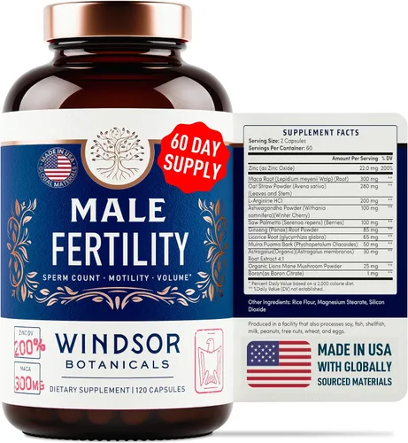 Vista 2 de WINDSOR BOTANICALS Suplemento de fertilidad masculina e inositol Paquete de apoyo para la fertilidad y el embarazo