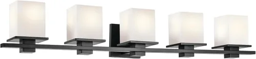 Vista 8 de Kichler Tully - Aplique de pared de 6.5 pulgadas, 1 luz con carcasa de cristal de ópalo grabado satinado cromado