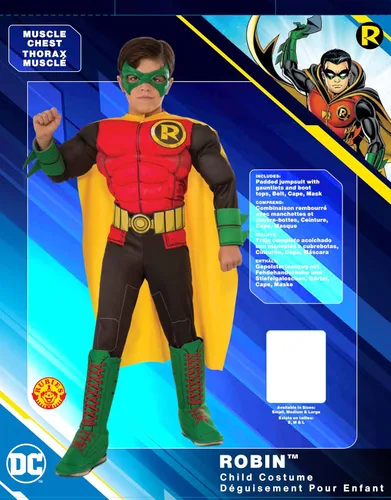 Vista 2 de Disfraz de Rubie's para niño, DC Superheroes, de lujo, Robin, S, Un solo