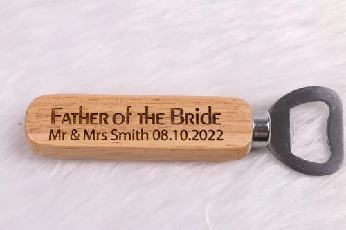 Vista 5 de Fiico - Abrebotellas de madera personalizado, regalo de padrino, recuerdo de boda