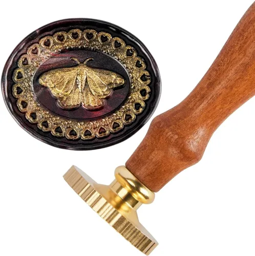 Vista 10 de Sello de Cera de Abeja en Relieve 3D - Cabeza de Latón con Mango de Madera, para Hacer Sellos de Cera para Invitaciones de Boda/Sobres/Envoltorios