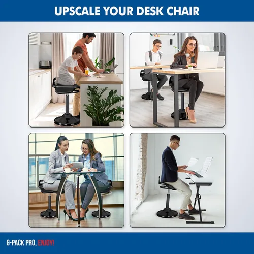 Vista 7 de Taburete de escritorio de pie – Silla ergonómica giratoria de 360° con altura ajustable (19.6–29.8 pulgadas) para sentarse o inclinarse cómodamente